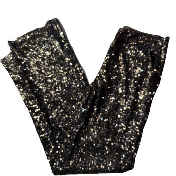 Lucy Paris Womens Sz Medium Black Sequin Europe 40 Straight Leg Pants - Picture 7 of 9
